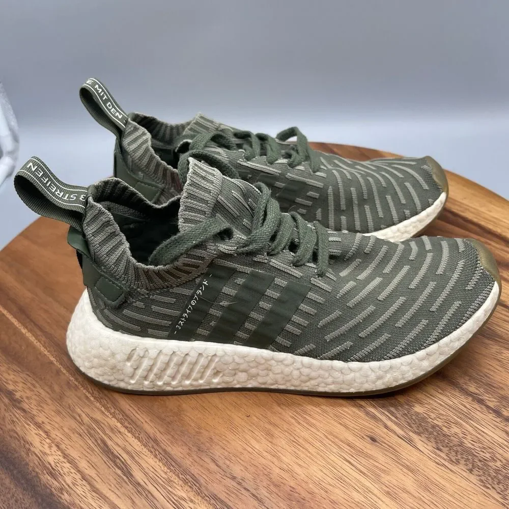 Adidas Womens NMD R2 PK Shoes Womens Size 7 Olive Road Running Trainers Comfort